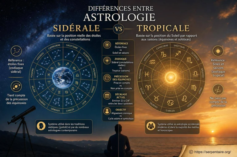 Différences entre astrologie sidérale et tropicale : quelles spécificités ?